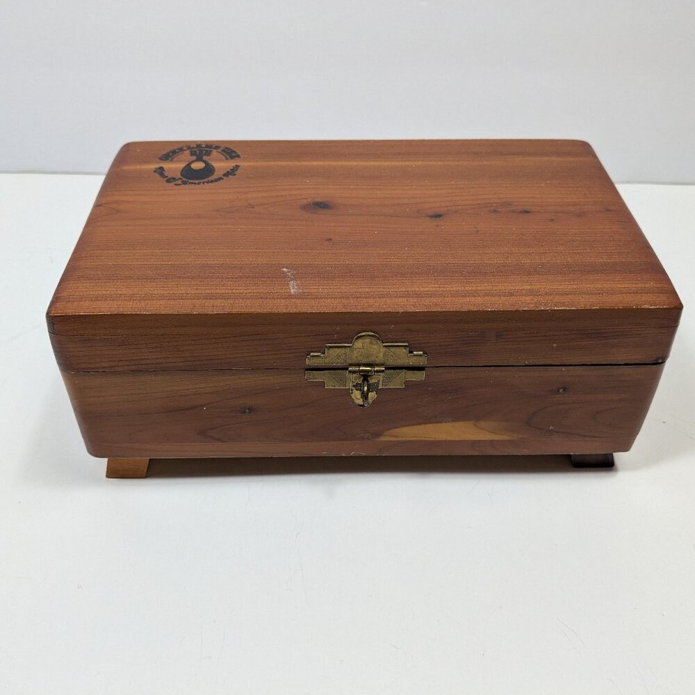 Opryland USA Wooden Trinket Box Brass Tone Latch Feet Lidded Hinged Cottagecore